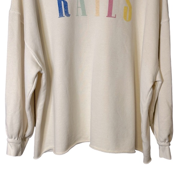 Rails Signature Sweatshirt Ivory Rainbow Lettering Women’s M Terry Casual Prep‎ - Picture 5 of 12